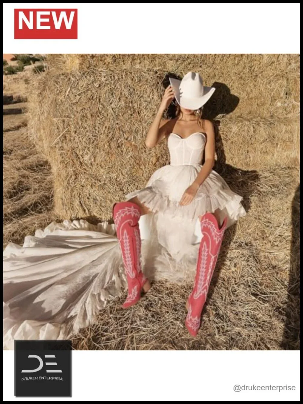 Wide Calf Embroidered Knee High Western Boots Women Chunky Heel Side Zip